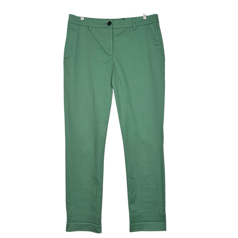 Wildfang The Essential Trouser Womens 8 Green Cotton Stretch Cropped Chino Pants